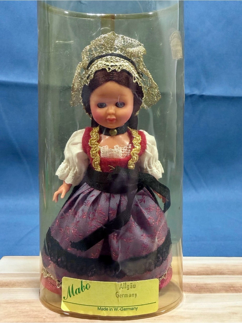 Mabo Souvenir Doll Traditional Bavarian Folk Costumed Allgau West Germany 6”